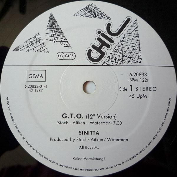 画像2: Sinitta / GTO (Modina's Red Roaring Mix) GTO (6.20833 AE)【中古レコード】2839C