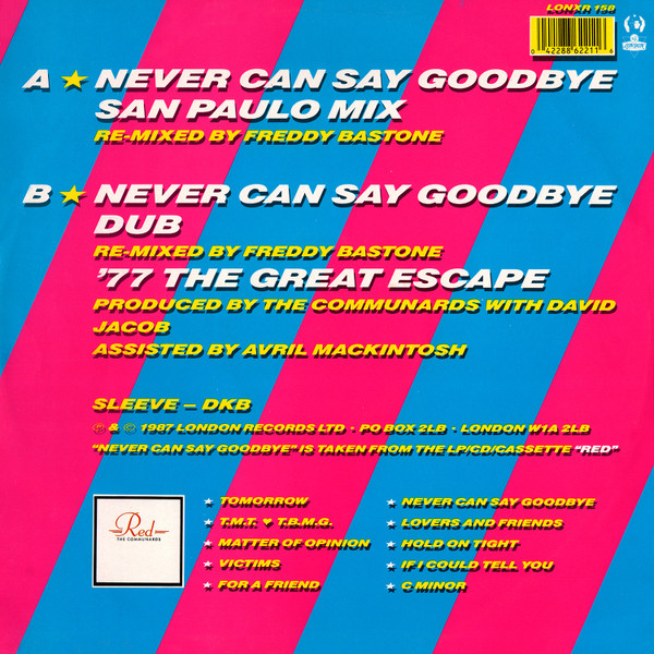 画像2: $ The Communards / Never Can Say Goodbye (Remix) UK (LONXR 158)【中古レコード】2932-1-1